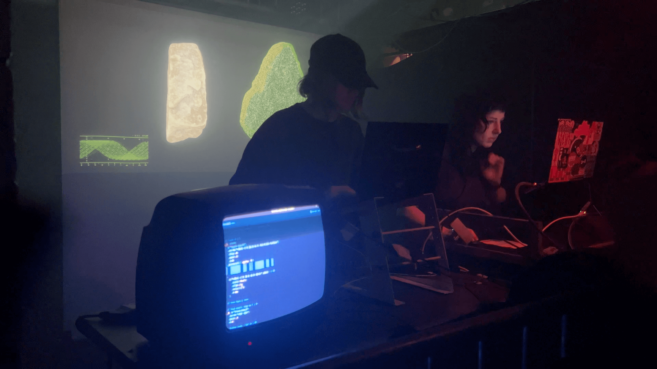 Playing a live coding set at an algorave in Amsterdam
